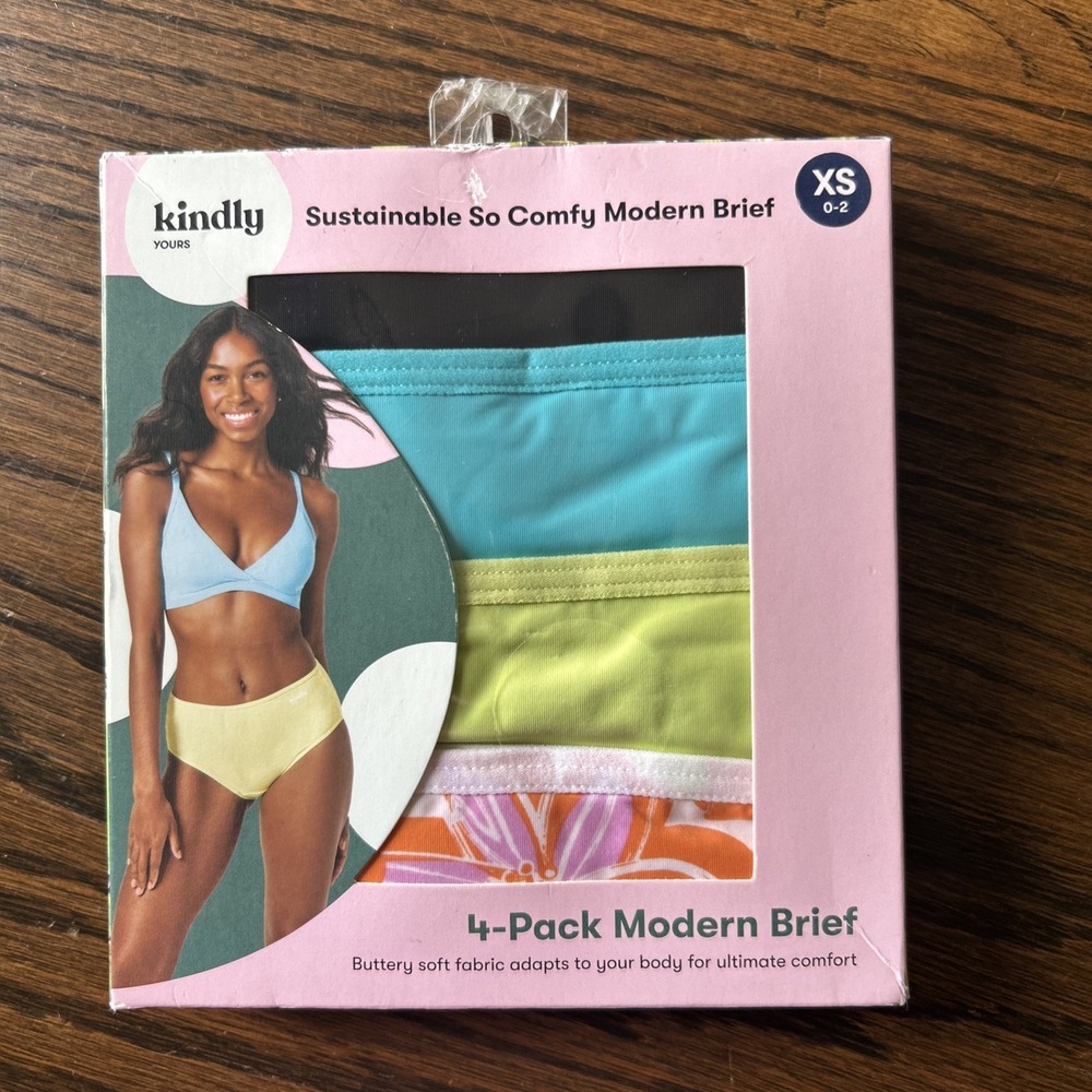 KINDLY Yours Women's Size XSmall‎ 4 Pack Modern Briefs Assorted Colors Floral